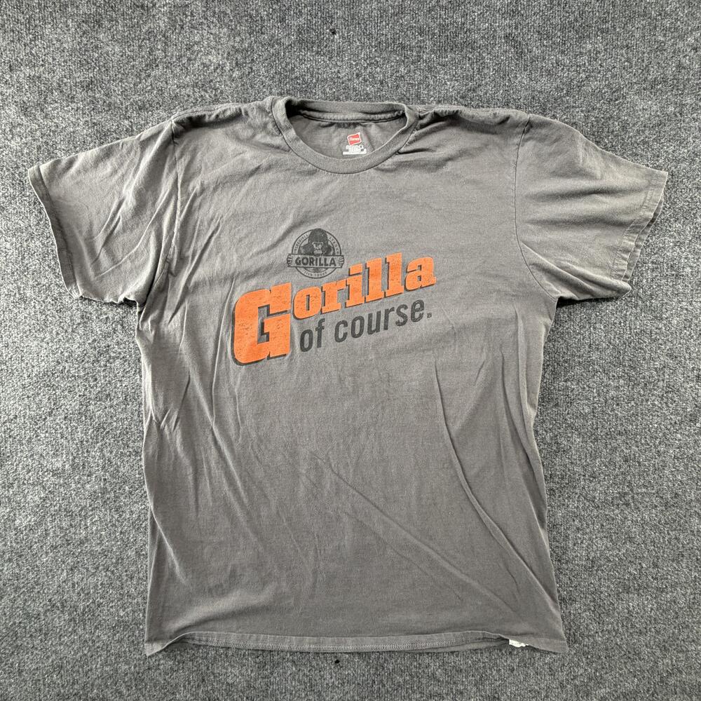Gorilla Glue Of Course Shirt Mens XL Gray Logo Graphic Tee Hanes Nano-T Promo